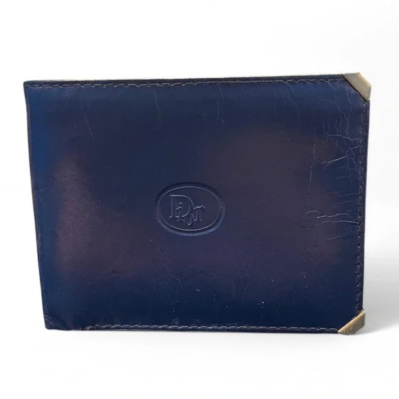 Vintage Dior Blue Calfskin Leather Bifold Wallet - Picture 1 of 5